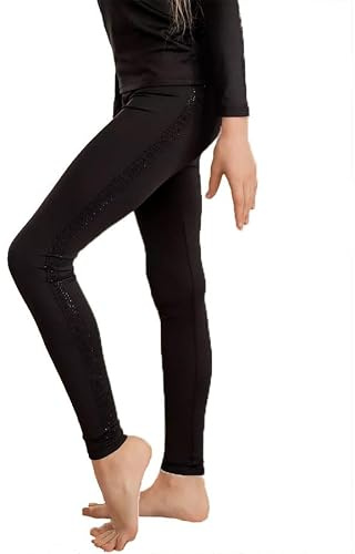 WILDWINS leggings sportivi bambina ginnastica balletto danza, ginnastica ritmica, leggings da ginnastica da ginnastica per ragazze, Nero , 128