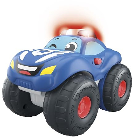 Clementoni Baby Elia Polizeiauto, Kinderauto 1-4 Jahre, Spiel für die erste Kindheit, Maschine mit Geräuschen und Sirenen, fördert die Geschicklichkeit, Sehen und Hören, Made in Italy, italienische