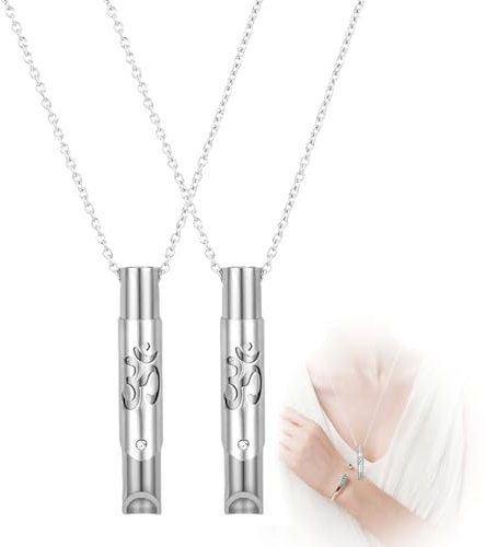 2 Stück Rauchentwöhnung Hilfsmittel,Breathing Necklace Yoga,Atemkette Edelstahl,Meditationskette Hilfsmittel Damen,Stressabbau Halskette,für Gegen Panikattacken,Reduziert Anxiety,Druckentlastung usw