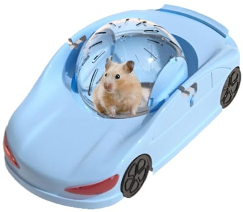Ysaca - Macchina sportiva a rotolamento per criceti, piccola auto giocattolo per animali domestici, ruota per esercizi, giocattolo super sportiva per criceti, palla rotante interattiva per fitness per