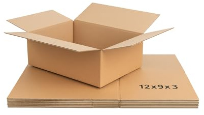 5 x Small Cardboard Shipping Boxes 12x9x3 inch (305x229x76mm) | A4 Size | Single Wall Postal Boxes for Sending Small Parcel | Mailing, Packaging, Storage, Gifts | Durable & Recyclable