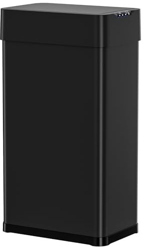 Clevich Automatic Rubbish Bin, 50L Touch-Free Motion Sensor Bin with Soft-Close Lid, Bag Retainer & Display Light, for Kitchen/Living Room/Office (Black)