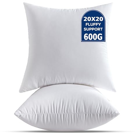 QSWRD 50 x 50 CM Kuddar Set om 2 Stor Vita Innerkuddar Dekorativa Kuddfyllning Ryggkuddeinsatser för Soffkudde Fyrkantig Kuddeinsats Inomhus Prydnadskuddar