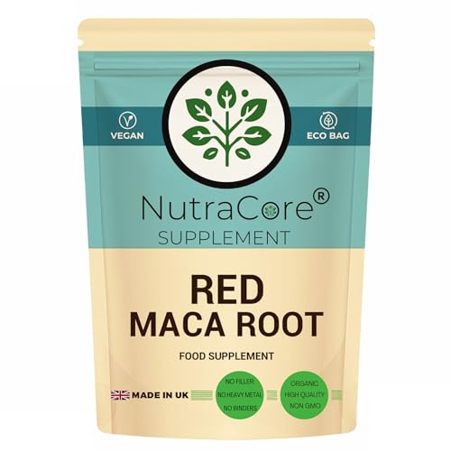 Red Maca Root 12000mg (20:1 Extract) – High Strength Maca Capsules for Energy, Stamina, Hormonal Balance & Vitality – 1.2% Macamides & Macaenes – Vegan, Non-GMO, UK Made-NutraCore (90)