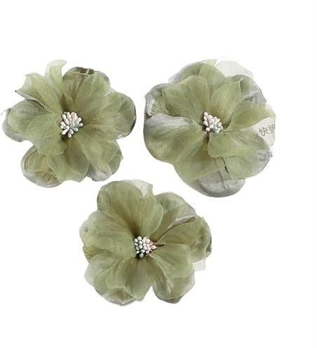 Chiffongblomma set med 5 eller 10 huvuden mjuka chiffongblommor för brudklänning, sömnad, hårnål, dekoration tillbehör för handarbete, hantverk (3,10 st)
