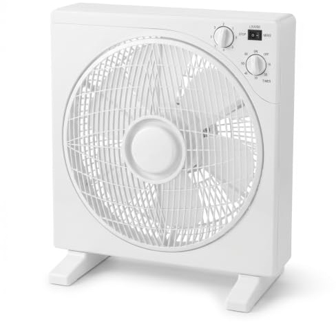 COSHANO Ventilador de Mesa 3 velocidades Motor silencioso 45W, Rejilla oscilante, Base Cuadrada Antivuelco, Blanco, Gran caudal de aire emma para Hogar y Oficina