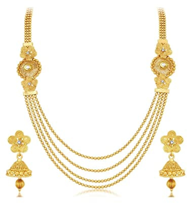 Efulgenz Indian Jewelry Indian Jewelry Sets for Women Necklace Bollywood Multi Layered Traditional Beaded Wedding Temple Necklace Earrings Jewelry Set for Women