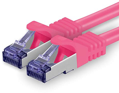 1aTTack.de Cat.7 Netzwerkkabel 10m - Magenta - 1 Stück - Cat7 Patchkabel (SFTP/PIMF/LSZH) Rohkabel 10 Gb/s mit Rj 45 Stecker Cat.6a - 1 x 10 Meter Magenta