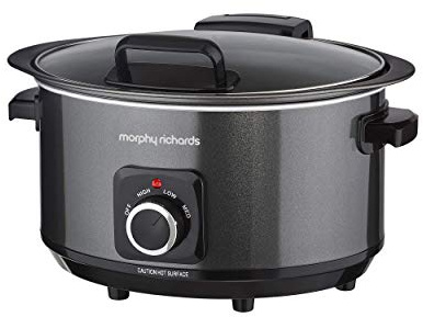 Morphy Richards 460020 Sear, Stew and Stir 3.5L Slow Cooker with Hinged Lid, 163 W, 3.5 liters, Black