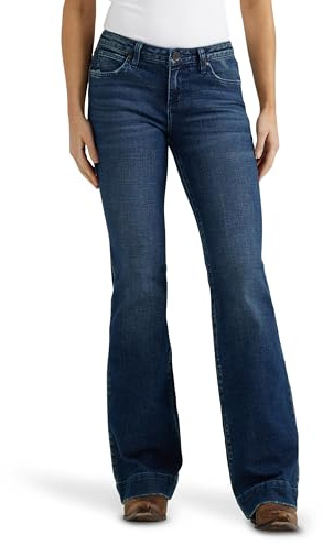 Wrangler Womens Retro Mae Mid Rise Wide Leg Trouser Jeans, Sophia, 3 1 US