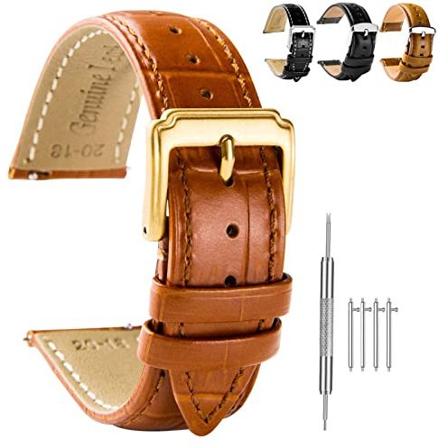 Spolife Men Genuine Leather Quick Release Watch Straps 16-22mm