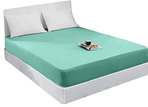 Mixibaby Spannbettlaken Jersey Spannbetttuch 100% Baumwolle Bettlaken Spannbettuch Laken 28 Farben, Größe:160 x 200 cm, Farbe:Mint