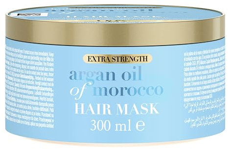 OGX Argan Oil of Morocco Extra Strength Haarmaske Hair Mask 300ml, pflegende luxuriöse Haarpflege mit reichhaltigem Arganöl und Seidenprotein