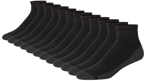 Hanes Men's Ankle Socks, Double Tough Max Cushion Socks, Moisture-Wicking, Odor-Resistant, 12-Pack Black