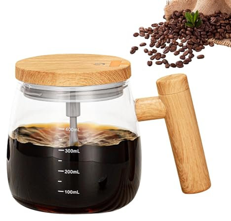 Rurunklee Tasse à café auto-remuante,tasse électrique auto-remuante - Tasse à mélange automatique en verre Tasse à mélange automatique avec couvercle | Tasse auto-mélangeuse Portable avec poignée pour