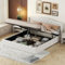Dolamaní Boxspringbett 180x200 mit Bettkasten, Doppelbett mit Hydraulischer Stauraum, Bett mit Lattenrost & Binaurales Design Kopfteil, Multifunktionales Polsterbett (Beige)