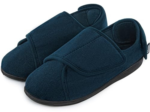 HomeTop Men's Wide Fit Slippers Cadet Blue, 7 UK