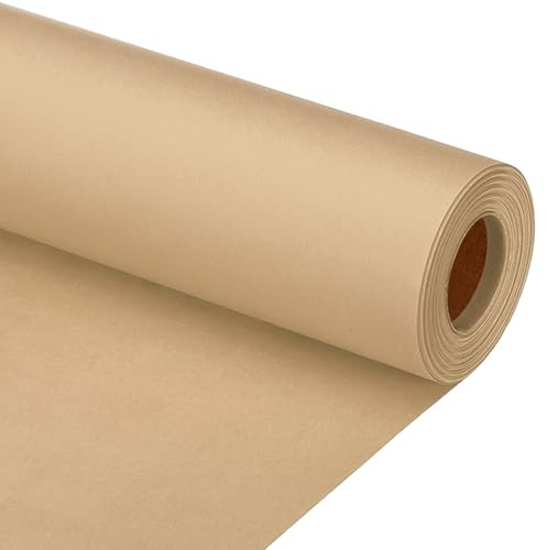 PATIKIL Omslagspapper, 12 tum x 600 tum (50 tum) 80 GSM hantverkspapper rulle kraftförpackningspapper för affisch anslagstavla, presentförpackning, blombukett, brun