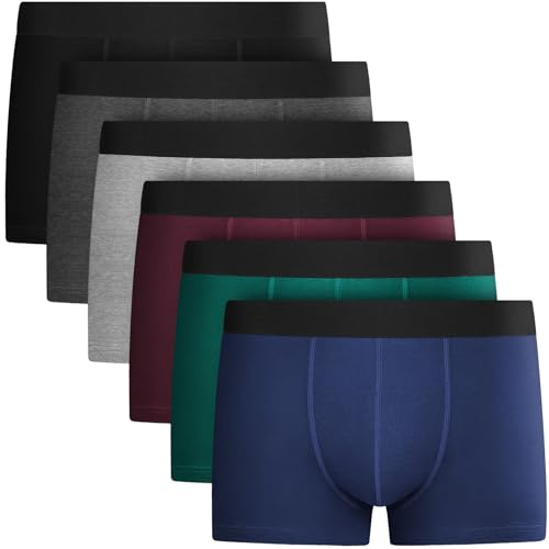 QINCAO Boxers Homme Lot de 6, Coton sans Logo, Confort Bien ajusté | Confortable en Coton de Haute Qualité, Épouse les Formes, Sans Ourlets Qui Roulent, Résistant, Sans Étiquettes Irritantes