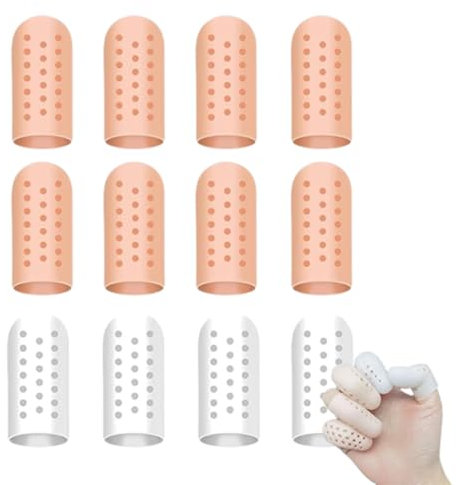 12 Stück Fingerschutz Silikon, Fingerkuppenschutz Gel Fingerlinge, Atmungsaktives Fingerschützer Wiederverwendbarer Fingerhülsen zur Schmerzlinderung, Anti-Schnitt-Fingerhandschuhe für Handarbeiten