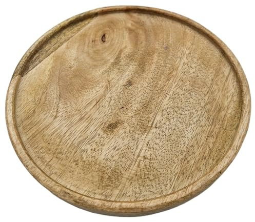 Meinposten Dekoteller Teller Mango Holz Dekobrett Untersetzer Schmuckteller Tablett Ø 25 cm