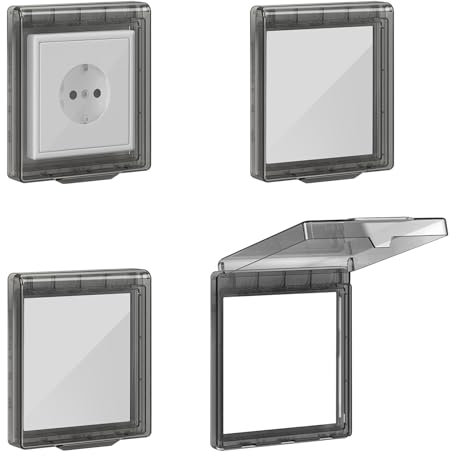 Steckdosenabdeckung Schalter Abdeckung, 4 Stück Typ 86 Schwarz Steckdosenschutz Abdeckungen, Selbstklebend Wasserdicht Steckdose Abdeckung für Badezimmer, Zuhause, Draußen
