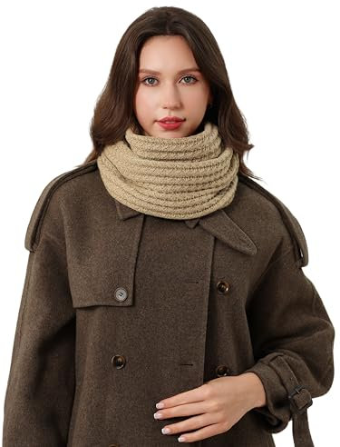 DonDon Schal Damen Winter Winterschal Strickschal Loop Schal Schlauchschal - Beige