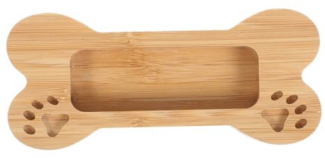 OFFSCH Visitenkartenhalter Bambus Kartenetui Cartoon Hundeknochen Design Für Büro Visitenkartenbox Aufbewahrung