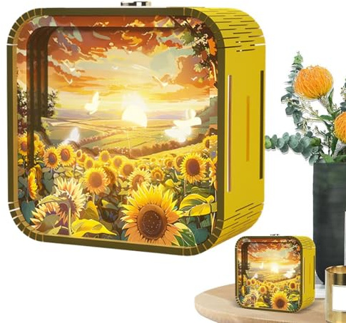Luz Nocturna Puzzle - Kit De Madera Y Acrílico, Creación De Centro De Mesa | Modelos Decorativos para Oficina, Salón, Dormitorio, Cocina con Luz LED Ambiental