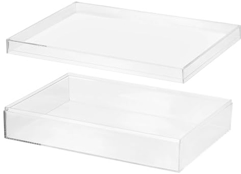 PATIKIL Caja De Acrílico Con Tapa 10.24 x 7.09 x 2.36, Cajas De Exhibición De Acrílico Transparente Contenedores Plásticos Cuadrados Organizadores Pequeña Exhibición De Arte