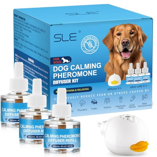 SLE Pheromone Hund Kit Hunde Beruhigungsmittel Dog Calming Appeasing Pheromon,Beruhigungsmittel Zur Reduktion Von äNgstlichem Verhalten Gewitter (1 Diffusor + 3 Nachfüllen)