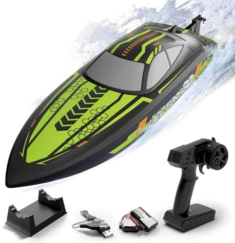 volantexrc RC Boat, Self Righting Remote Control Boat for Pools & Lakes, 2.4 GHZ 20+MPH RC Racing Boats with 2 Rechargeable Batteries for beginners or Adults (Green, 795-8)