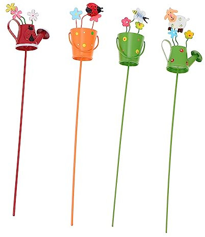 SEWOART 4pièces Décor Pot De Fleurs Métal avec Arrosoir Lot de Inserts Créatifs pour Décoration De Plantes Pot Ornements Originaux pour Jardins Intérieurs Et Extérieurs