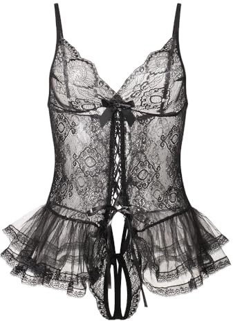 HOTSO Women's Sexy Lingerie Set Naughty Bodysuit One Piece See Through Mesh