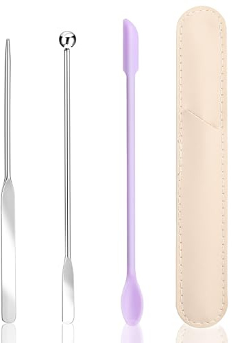 3 Pcs Makeup Spatula,Foundation Cosmetic Spatula,Stainless Steel Facial Beauty Spatulas Tiny Face Professional Makeup Palette Mixer Face Cream Applicator Mixing Tool for Even Application Double Edged