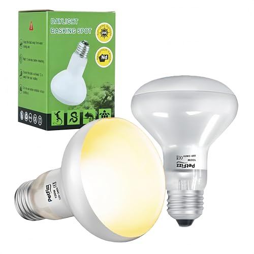 PetFizz Reptile Heat Lamp Bulb 100W-2Pack, Daylight Basking Spot Lamp Bulb, E27 Vivarium Tortoise Light for Reptile, Bearded Dragon, Lizard, Snake