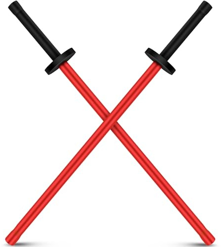 JellyArch 2 Pcs 33.5 Inches Foam Swords Practice Padded Sparring Sword Training Kendo Sticks Bokken for Adults Martial Arts Fighting Fencing Samurai Karate Ninja (Red,Foam)