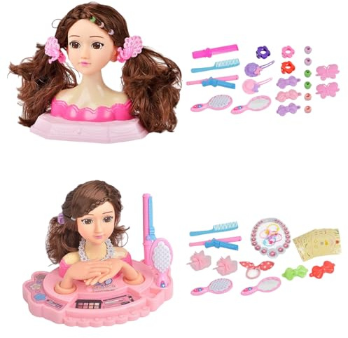 Doll Styling Head Kids - Maquillaje Y Peinado Cabeza De Muñeca Juguete para Niños, Juego De Simulación Juego De Cabeza De Peluquería para Niños, Juegos De Simulación Educativo para Cumpleaños, Acción