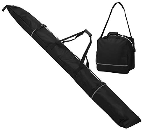 Tbest Sac de Snowboard en Nylon et Sacs de Rangement pour Chaussures de Ski, Ensemble de Mallette de Transport pour Skis de Moins de 200 Cm avec Poignée Renforcée de Longueur