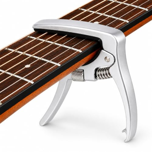 GWAEPU Gitarr kapodaster för 6-strängade akustiska och elgitarrer, precisions-justerbar spänning, ingen snarkning, zinklegering i flygplanskvalitet, snabb enhandshantering för folk- och elgitarr