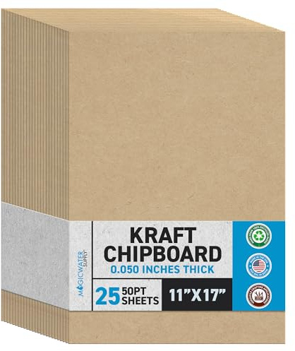25 hojas de aglomerado de 28 x 43 cm – 50 piezas (punto) pesado marrón Kraft cartón scrapbook hojas y marco de fotos (.050 calibre grueso) tabla de papel Magicwater Supply