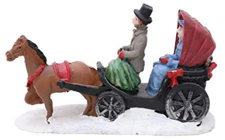 Toyland® Mini-Figuren aus Kunstharz, für Weihnachten, Sammlerstück – Dorf-Szene – Weihnachtsfiguren (Kutschenfahrt)