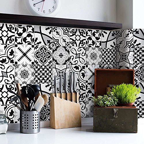 RE-COVERTILES - Fliesenaufkleber Küche und Bad PVC-Klebefliesen Regenmäntel Kratzfest Stickers Dekoration Wand Zementfliesen Peel and Stick - Modell 24 Stücke 10x10 cm PS00153 Made in Italy