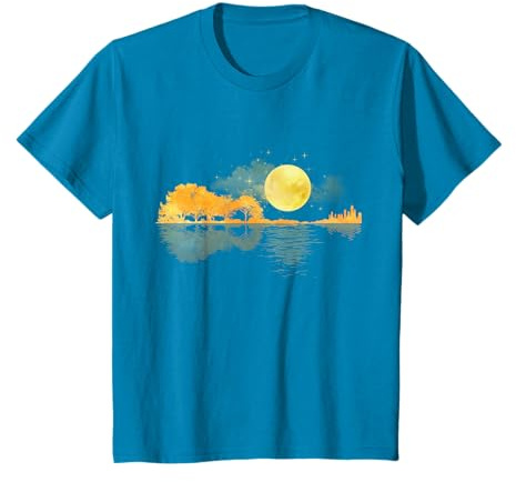 Guitare Acoustique Nature Lune Art Rétro Cadeau Guitariste T-Shirt
