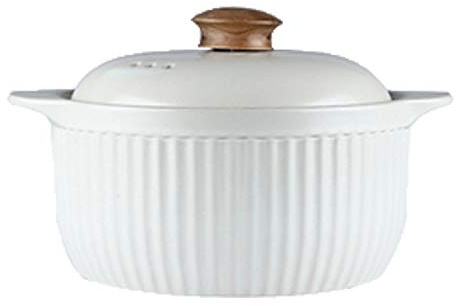 Cacerolas Cazuela de cerámica con tapa de olla de barro redonda agregada Material de Spodumene Material australiano Resistente al calor y resistente al calor Buena estabilidad 2.6L Pote de cazuela