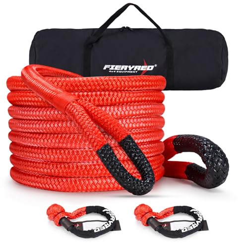 FieryRed Kinetic Recovery - Corda di traino da 2,5 cm e 9,6 m, con gancio morbido