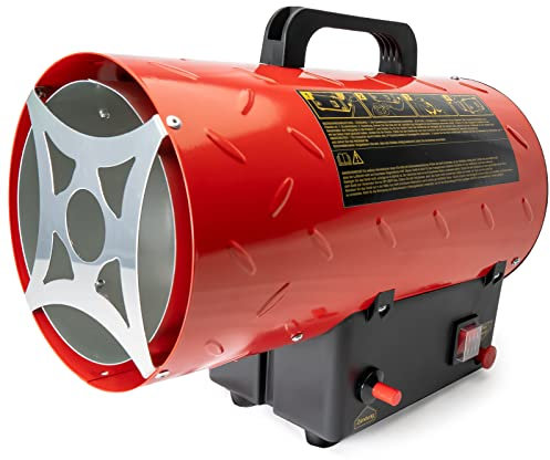 Grafner XXL Gasheizgebläse 15 kW, mit Verbindungsschlauch, Druckminderer, Turbo-Ventilator, Piezozündung, für handelsübliche Gasflaschen, Heißluftgenerator Heizkanone Gasheizer Bauheizer Heizturbine