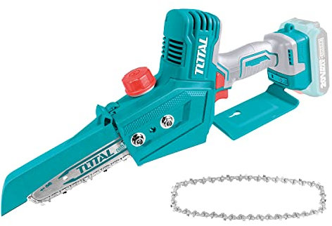 TOTAL - Sierra Mini de Cadena a Batería P20S de 20 V - Motor Brushless - Inalámbrica - Herramienta para Cortar Madera - Para Jardinería - Incluye Espada y Cadena