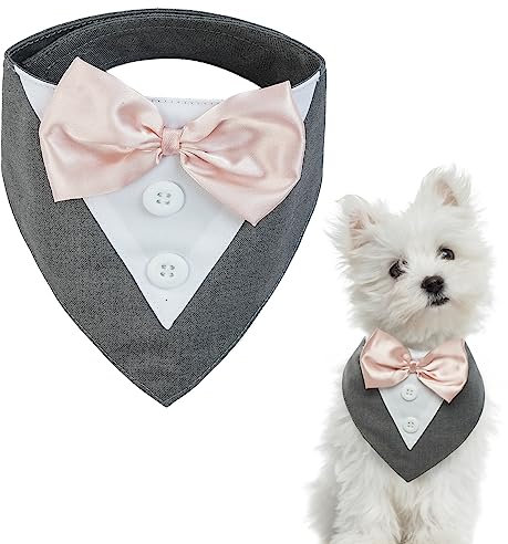 Kuoser Hundehalstuch,Halstuch Hund,Hundehalstuch Weihnachten,Hunde Halstücher,Hundefliege,Fliege für Hunde,Hundehalstuch Große Hunde,Hunde Smoking Bandana,Schwarz XS