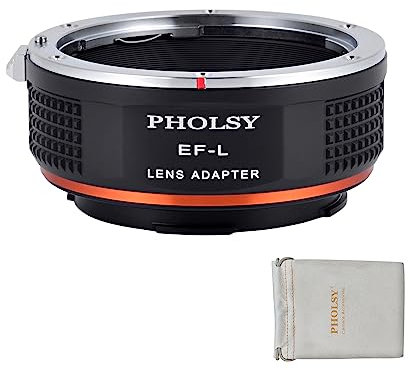 PHOLSY Adaptador de Objetivos Enfoque Manual para Lente de Montura Canon EOS EF EF-S y Cuerpo de Cámara Leica L Montura para Leica SL2, SL2-S, CL, TL2, Lumix S5, S1, BS1H, Sigma fp, fp L, EF-Leica L